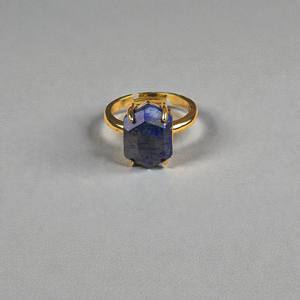 925 Silver Natural Hexagon <b>Lapis</b> <b>Lazuli</b> Gemstone <b>Ring</b> — 10x14mm Geometric Gemstone <b>Ring</b> - Modern Statement <b>Ring</b> - Product Image 1