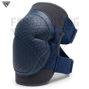 Protections de genoux en cuir robustes, bleu marine, avec logo personnalisé, ergonomiques et rembourrées, pour la boxe et l'entraînement physique. - Product Image 3