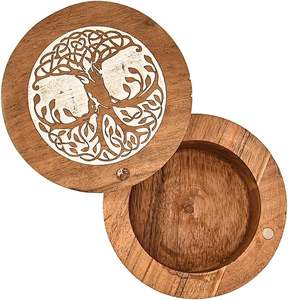 Urne funéraire moderne en bois massif fait main, finition mate, pour cendres humaines, design personnalisé, haute qualité, vase de table, fabrication en gros - Product Image 2