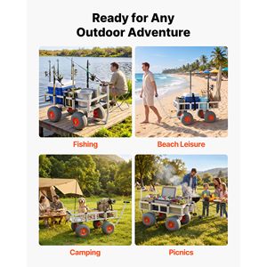 350 Lbs Load Capacity Heavy Duty Aluminum Alloy Frame 13 Inch All Terrain PU Beach Fishing <b>Cart</b> <b>Foldable</b> 13 Inch All Terrain - Product Image 5