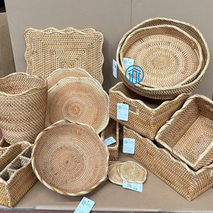 Handwoven <b>Rectangular</b> Rattan Storage <b>Basket</b> Low Profile Handwoven Natural Eco Friendly Organizer <b>Basket</b> Wholesale Bulk Supplies - Product Image 3