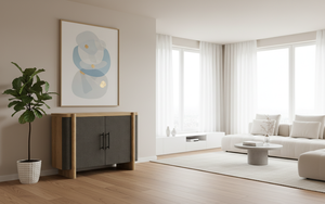 Aparador Moderno de Roble Macizo con 2 Puertas y Puertas de MDF, Almacenamiento Ecológico para Sala de Estar - Product Image 2