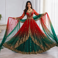 Robe Anarkali de luxe brodée, coupe ajustée, infroissable, pour femme, tenue de soirée, longueur ras du sol, style pakistanais, pour réception de mariage, élégante