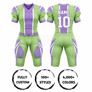 Ensemble d'uniformes de football américain personnalisés, col en V, manches courtes, tissu respirant, pantalon ajusté, jersey sublimé en polyester pour adultes - Product Image 3