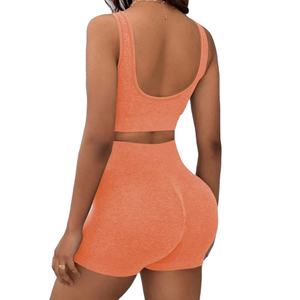 Short de course sans couture de haute qualité pour femmes ensemble de Yoga et tenues d'entraînement Scrunch bout à bout sport motif solide grande taille vêtements de Fitness - Product Image 5