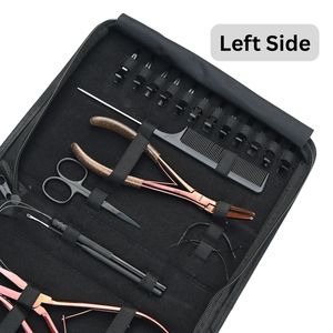 Kit d'outils pour extensions capillaires : crochet de tirage, boucle de fil, micro-perles, pince à sertir plate, pince de retrait, pince d'ouverture et de fermeture, pince pour extensions à bandes, ciseaux - Product Image 4