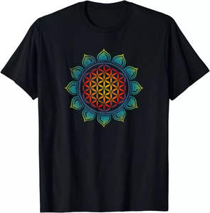 Camiseta de manga corta 100% algodón de alta calidad con diseño de Flor de la Vida, Geometría Sagrada, Yoga, para hombre, corte holgado, estampada. - Product Image 6