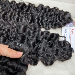 Extensiones de cabello negro crudo vietnamita Extensiones de cabello de trama Precio al por mayor Rizado birmano Lujo Muy brillante Sedoso Grande en stock - Product Image 4
