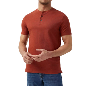 Men's Customizable Casual Style <b>Waffle</b> Henley Tee 100% Cotton Solid Pattern Quick Dry & Eco Friendly - Product Image 1