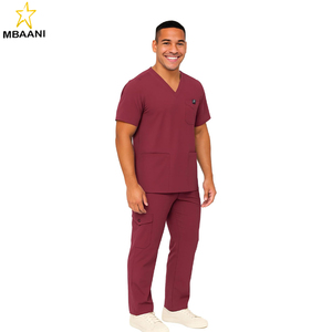 <b>SCRUBS</b> Men's <b>Scrub</b> Set – Stretch V-Neck Multi-Pocket Men's Medical <b>Uniform</b> <b>Scrubs</b> Top & Cargo Pants - Product Image 2