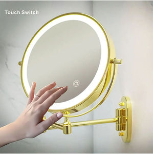Daystar Trade <b>Lighted</b> Modern Wall Mounted Foldable Makeup <b>Mirror</b> Rose Design Gold-Plated Metal Frame 3X Magnification Beauty - Product Image 4