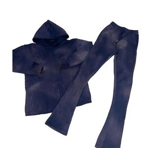 Conjunto Deportivo Y2K de Última Moda, Estilo Jogger, Efecto Deslavado, Corte Acampanado, Unisex, Tallas Grandes, Diseño Personalizado, Estampado, 100% Orgánico - Product Image 2