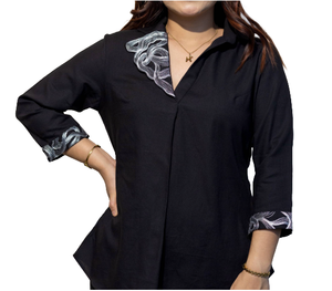 ARIA Premium Cotton <b>Shirt</b> for Women Elegant Formal <b>Black</b> <b>Button</b> <b>Up</b> <b>Shirt</b> for Office Wear Ladies Cotton <b>Shirts</b> Wholesale Supplier - Product Image 5