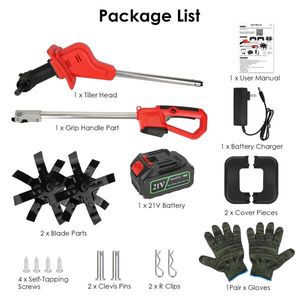 Cultivador de Suelo Eléctrico Inalámbrico de Alta Potencia de 21 V, 4 Cuchillas, 16 Púas de Acero, Batería de 4000 mAh - Product Image 5