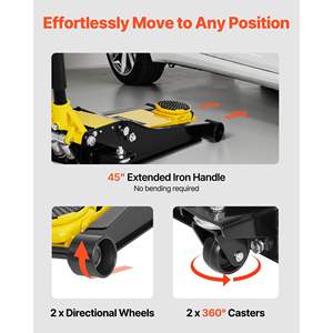 Cric hydraulique de course à profil bas en acier de 2 tonnes (4400 lb) à double pistons, levage rapide, 2,95 à 19,9 pouces, chariot hydraulique pour voitures - Product Image 5