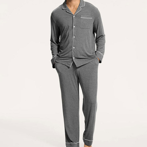Personnalisez votre marque : ensembles de pyjamas pour hommes, manches courtes, satin, vêtements de nuit d'été, 100% soie, service OEM - Product Image 4