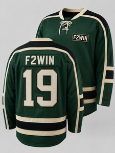 Camiseta de Hockey sobre Hielo F2WIN para Hombre, Blanca, Verde Azulado y Negra, Manga Larga, Estampado Personalizado, Malla Transpirable, Ropa Deportiva, Corte Regular - Product Image 2