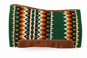 Manaal Enterprises Classic Western Saddle Pad Geometric Pattern Brown Leather Trim Wool Shell Fleece Lining Riding Equestrian - Product Image 1
