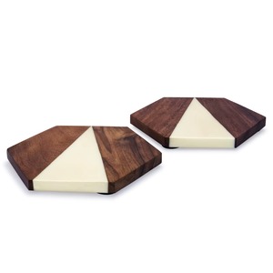 Posavasos de madera y piedra de calidad de lujo para uso en oficina y hogar. Hermosos posavasos a precio de mayorista desde India. - Product Image 1