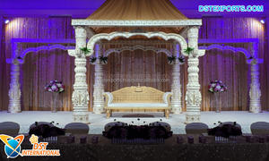 Traditional Radha Krishna Devotional Wedding Stage Royal Traditional Wedding Occasion Stage Setup Latest Wedding Stage Setup - Product Image 6