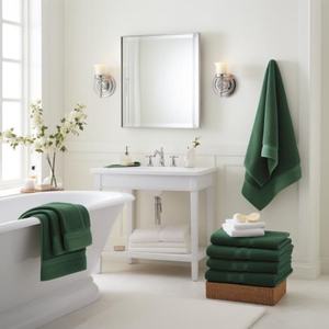 Juego de Toallas de Algodón Verde Oscuro de Lujo, 6 Piezas, Suaves y Absorbentes, para Baño, Hotel y Hogar, Calidad Premium - Product Image 5