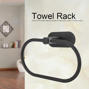 Support de serviette ovale noir mat moderne en acier inoxydable pour salle de bain à vendre - Product Image 3