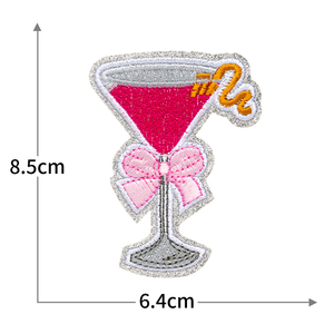 Patch thermocollant brodé en forme de verre à cocktail - Product Image 3
