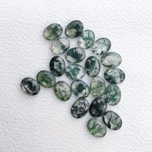 Hermosa ágata de musgo verde facetada forma ovalada plana 7mm x 9mm piedras preciosas naturales sueltas comprar tienda en línea DIY Alibaba India ahora - Product Image 1