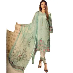 Bebé de color azul chica 3 paz kameez shalwar vestido de césped increíble Venta caliente Pakistán señoras traje de verano y de invierno ware