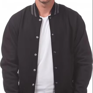 Custom Men's Varsity Baseball Bomber Jacket College Letterman with Faux Leather Sleeves and Stand Collar Featuring Front Logo - Product Image 1