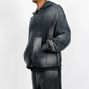 Sweat-shirt à capuche zippé pour homme, couleur unie, manches longues, coupe décontractée, molleton de coton mi-lourd, idéal pour l'automne - Product Image 1