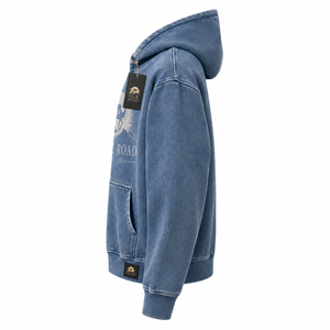 Sweat-shirt à capuche en denim bleu pour homme Silk Road, en coton French Terry imprimé, décontracté, hiver, séchage rapide, coupe ample, avec poche - Product Image 2