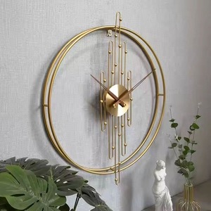Reloj de Pared Circular Minimalista de Metal, Diseño Geométrico, Movimiento Mecánico, Visualización de Agujas, Sonido de Campana por Hora, Color Negro, Moderno - Product Image 6