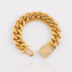 Gold Rhodium Plated 925 Silver Wrap <b>Bracelet</b> Iced Moissanite Clasp Heavy Curb Chain Hip Hop Fashion Jewelry for <b>Men</b> Wholesale - Product Image 2