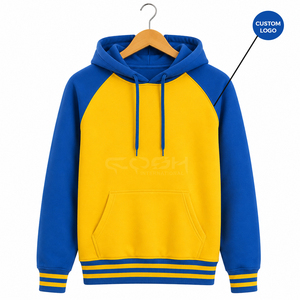 Sudadera con Capucha Cosh International Sorority Sisterhood en Bloques de Color Azul y Amarillo para Mujer, Sudadera de Algodón y Felpa con Bolsillos y Logotipo Personalizado - Product Image 1