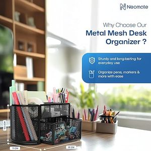 Desktop Organizer with Drawer Metal Storage <b>Bin</b> for Office Supplies <b>Large</b> Capacity Rectangle Shape Tabletop Use - Product Image 4