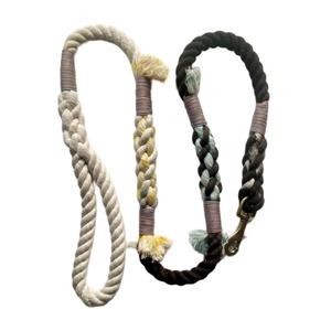 Handmade Floral Pattern Luxury Style Cotton Rope <b>Dog</b> <b>Leash</b> with Feather Decoration - Product Image 1