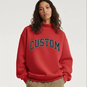 Service ODM – Nouveau pull molletonné oversize pour femme, col roulé, manches longues, en polaire écologique, avec logo frontal – Collection Hiver - Product Image 1