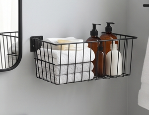 <b>Wall</b> Mounted Metal <b>Wire</b> <b>Storage</b> Basket Rectangle Modern Design Hanging Multi Purpose Organizing <b>Rack</b> Stylish Home Accent - Product Image 3