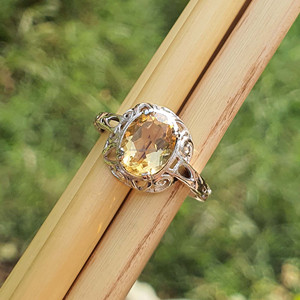 แหวนเงินแท้925แท้ประดับลวดลายสีทองประดับพลอยซิทรีนพลอยซิทรินแท้สำหรับงานหมั้นหมายงานแต่ง - Product Image 3