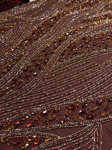 Premium Designer Embroidered Lace <b>Fabric</b> With Beads And Sequins For Wedding Dresses Evening Wear Gowns And Couture Fashion - Product Image 3