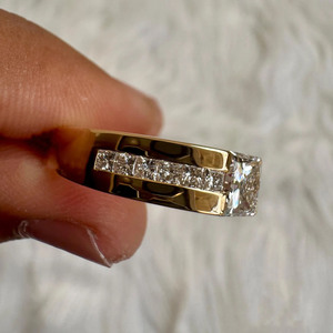 Men’s Princess Cut Moissanite Diamond Ring Hip Hop Style Wide Ring for Him 925 Sterling Silver Engagement Ring Ethical Jewelry - Product Image 6