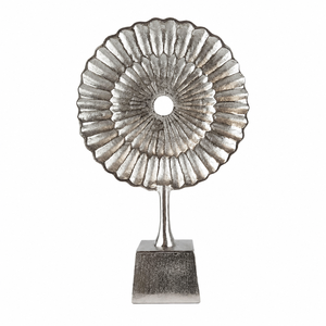 Handcrafted Aluminum Radial Circular Sculpture <b>Desktop</b> Showpiece with Silver Finish for Elegant <b>Shelf</b> and Cabinet Display - Product Image 1