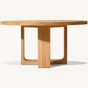 Table ronde en teck, design moderne, en promotion, pour salle à manger de villa ou de maison. - Product Image 3