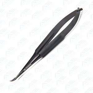 Portaagujas Micro de Barraquer para Instrumentos Médicos, Pinzas Portaagujas Micro de 0.6 mm con Puntas Curvas Lisas y Recubrimiento Negro - Product Image 2