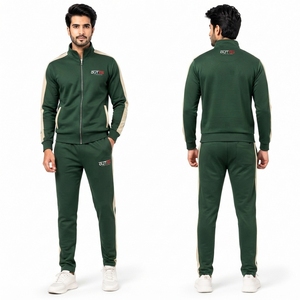 Survêtement d'entraînement pour homme en tissu polyester léger, respirant, veste zippée intégrale, pantalon ajustable, confortable - Product Image 6