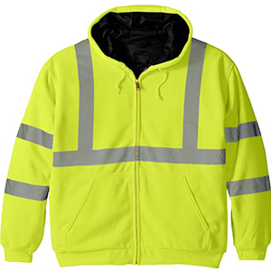 High Visibility Safety Reflective Zip Up <b>Hoodie</b> ANSI Class 3 Fleece Workwear Neon Yellow Heavy Duty Men's <b>Hi</b>-<b>Vis</b> Sweatshirt - Product Image 2