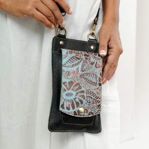 Tooled Leather & Cowhide Crossbody Phone Bag Genuine Leather Carved Mobile Pocket <b>Small</b> <b>Purse</b> Western Hair On Hide Women Handbag - Product Image 1