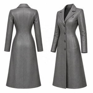 Manteau en cuir véritable pour femmes |   Gris Chameau Noir |   Fabricant OEM ODM |   Conception de qualité supérieure |   Vêtements en cuir | - Product Image 3