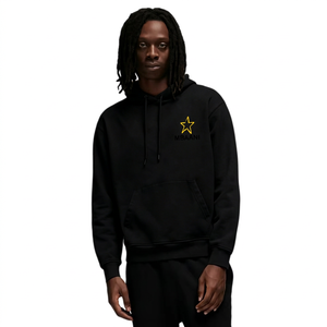Sweat-shirt à capuche noir pour homme Mbaani, coupe classique, en molleton de coton, avec poche avant, logo étoile, vêtement décontracté pour l'automne - Product Image 1